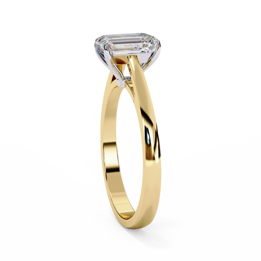 Four Prong Emerald Moissanite Diamond Engagement Ring - View 2