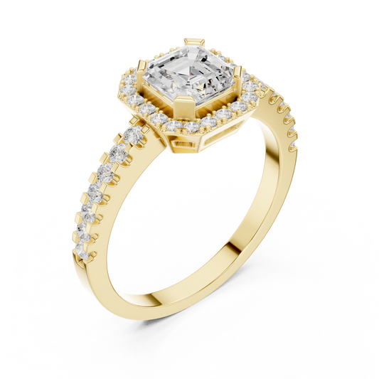 Halo Asscher Cut Lab Diamond Engagement Ring - View 2