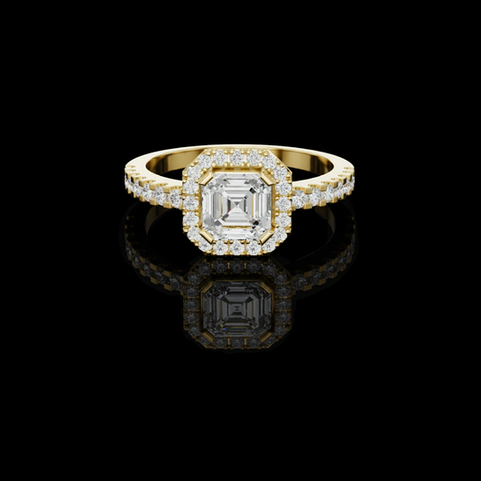 Halo Asscher Cut Lab Diamond Engagement Ring