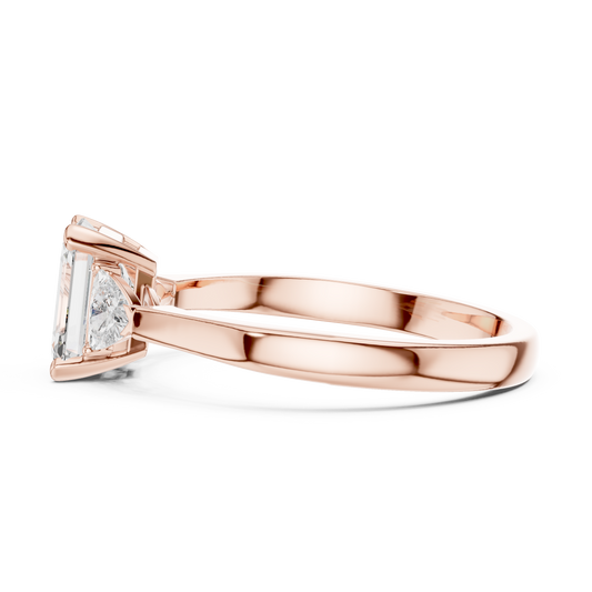 Emerald Lab Diamond Three Stone Ring For Women - View 2