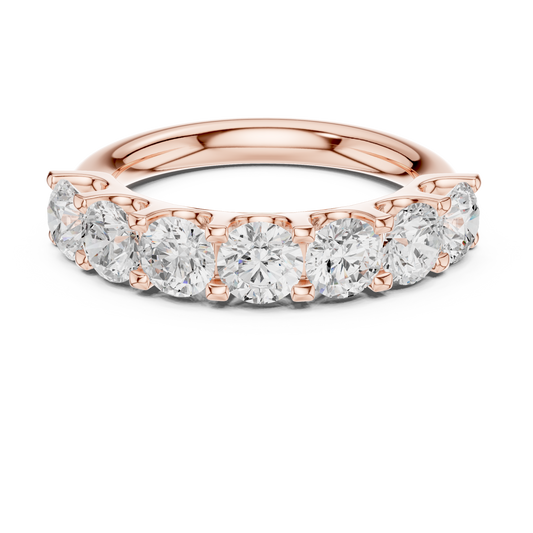 Round Lab Diamond Seven Stone Wedding Band - View 2