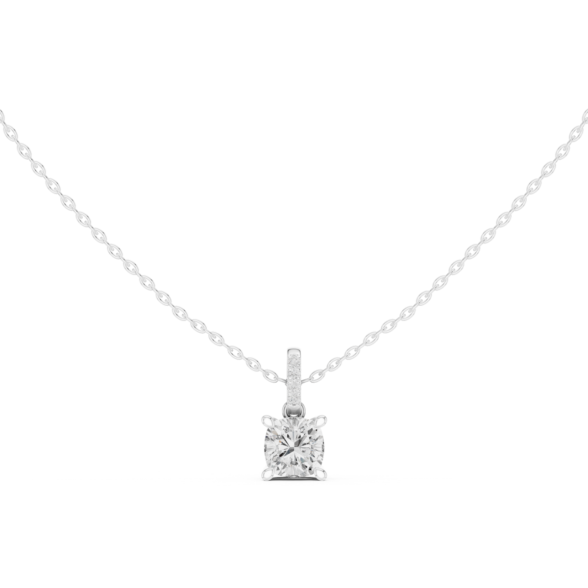Cushion Cut Moissanite Diamond Solitaire Pendant - View 3