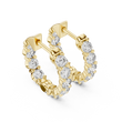 Inside Out Round Lab Grown Diamond Shared Prong Huggie Hoop Earrings - View 7