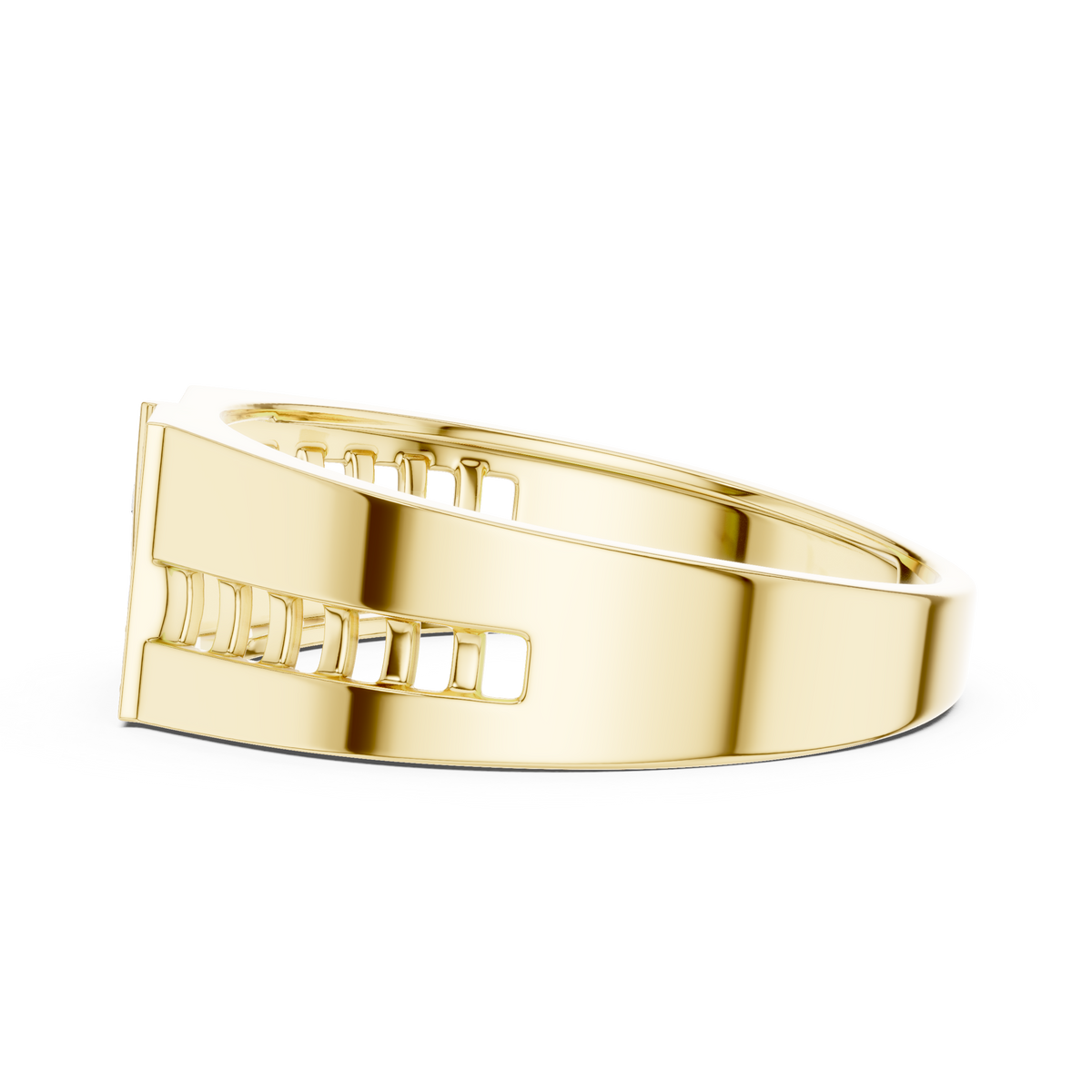 Round Cut Lab Grown Diamond Men's Bezel Accent Trapezoid Pave Statement Band - View 10