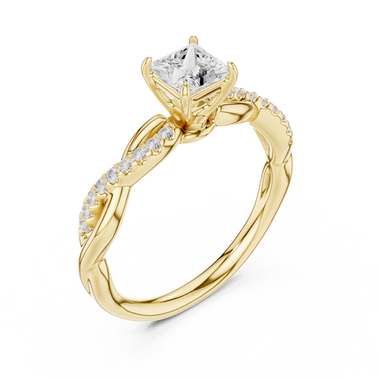 Princess Cut Moissanite Diamond Twisted Engagement Ring - View 2