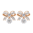Unique Lab Grown Round Diamond Bow Drop Earrings with Dazzling Pave Detailing and Sparkling Floral Charm - View 2