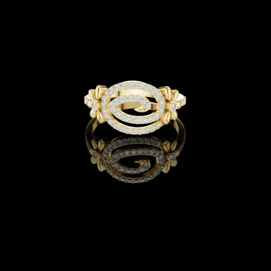 Round Lab Diamond Open Swirl Pave Statement Ring