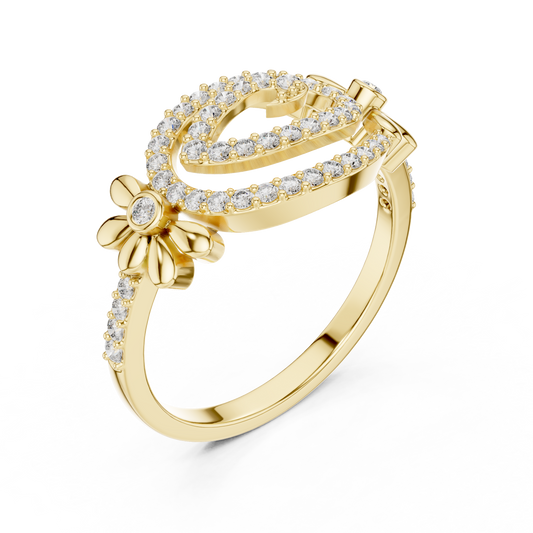 Round Moissanite Diamond Open Swirl Pave Statement Ring - View 2