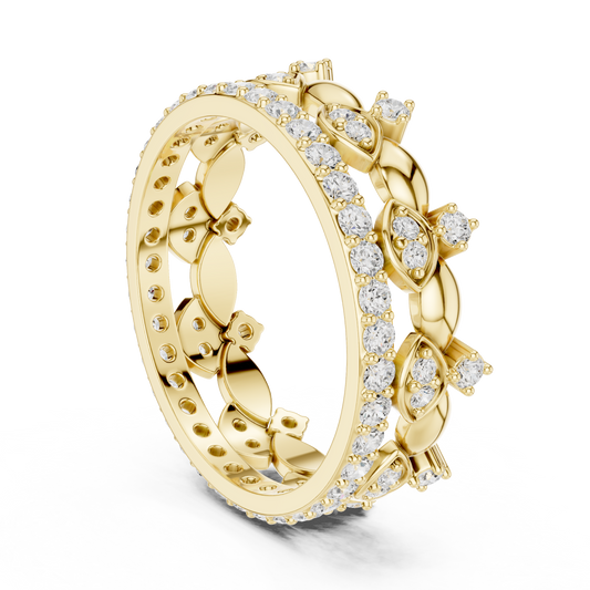 Evil Eye Round Moissanite Diamond Eternity Band With Pave Accent Wedding Ring - View 2