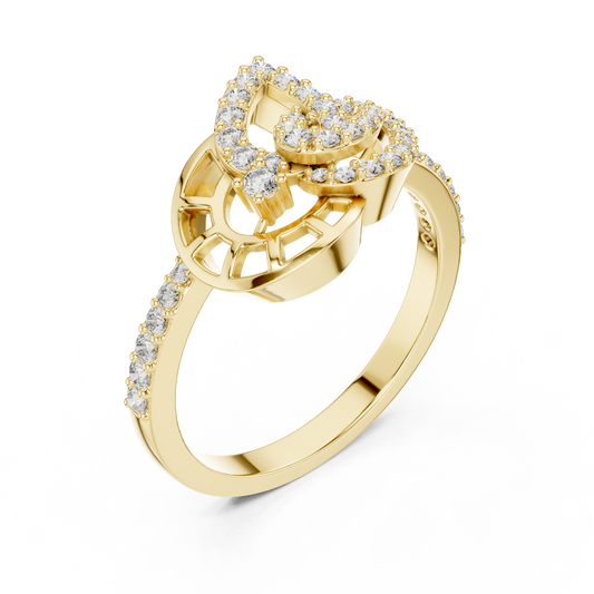 Openwork Pave Round Cut Lab Diamond Fashion Ring - View 2