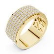 Round Cut Lab Grown Diamond Men's Multi Row Grid Pave Iced Out Statement Ring - View 4