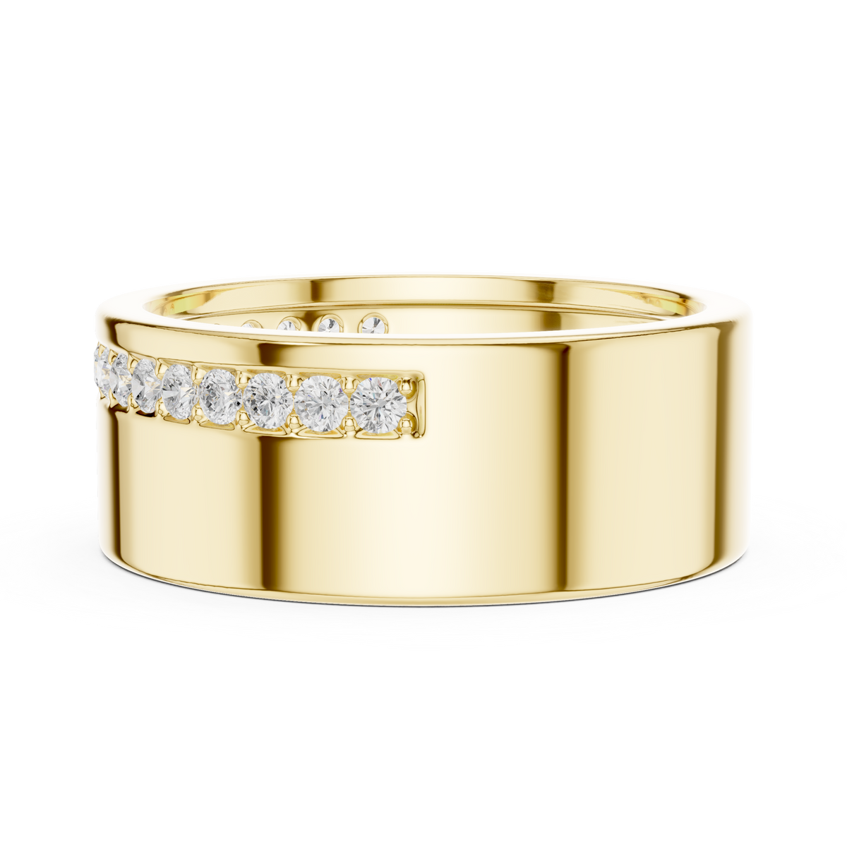 Round Cut Moissanite Diamond Men's Wide Channel Set Eternity Band - View 8