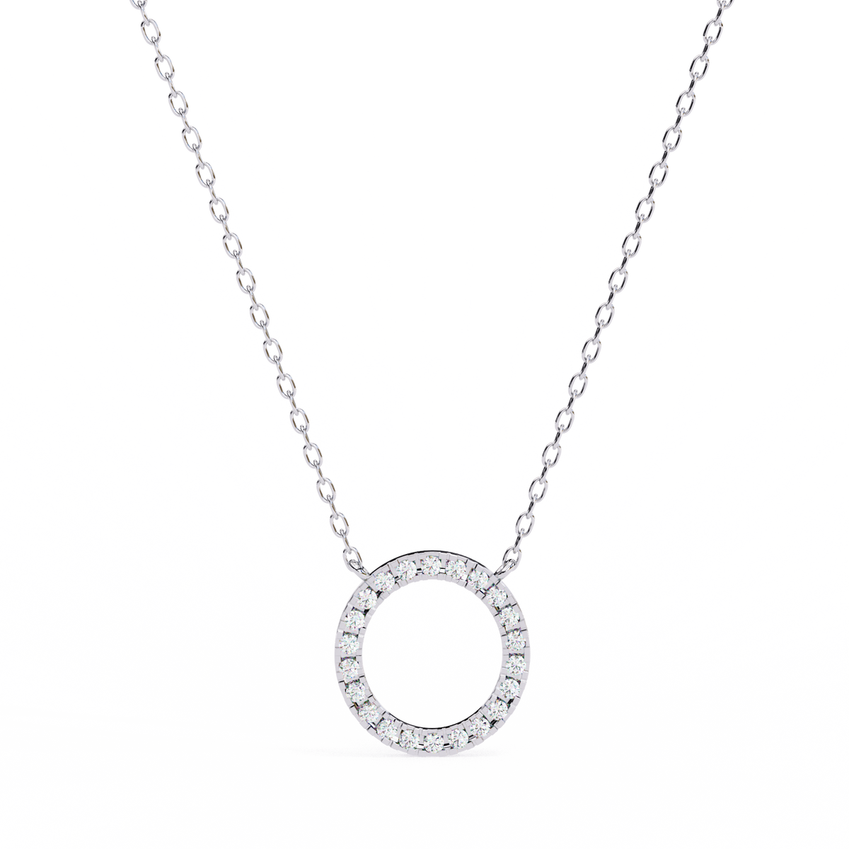 Round Cut Moissanite Diamond Open Circle Halo Pendant - View 4