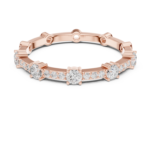 Round Moissanite Diamond Station Eternity Band - View 2