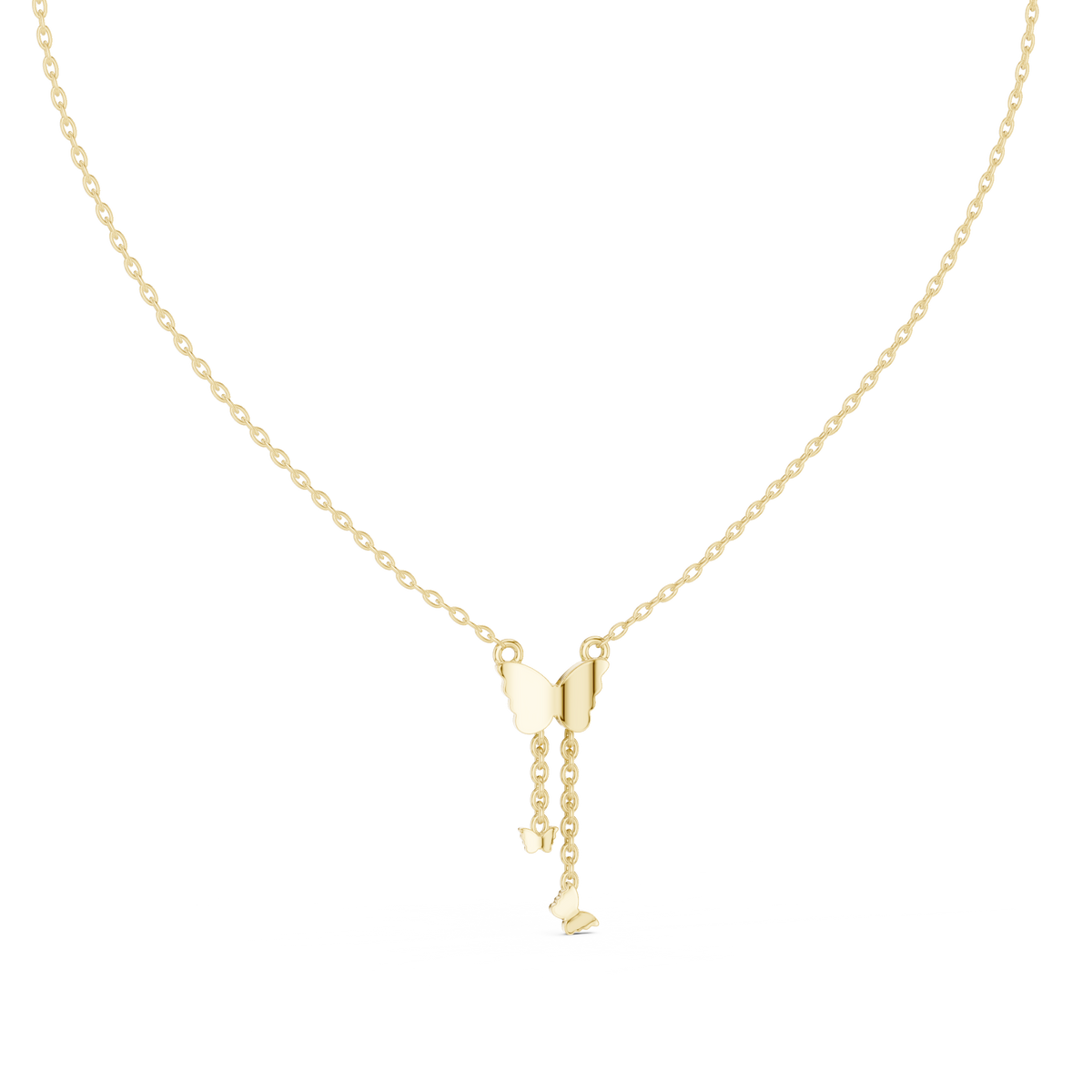 Butterfly Dangle Pendant with Pave Round Moissanite Diamond - View 10
