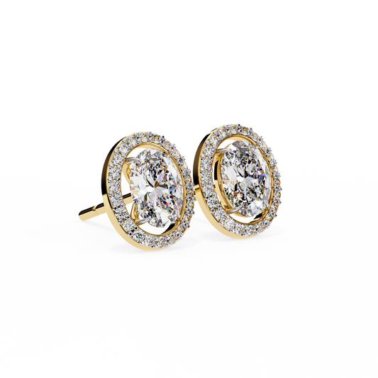 Ethical Elegance Lab Grown Oval Cut Diamond Earrings Collection For Cocktail Party - View 2