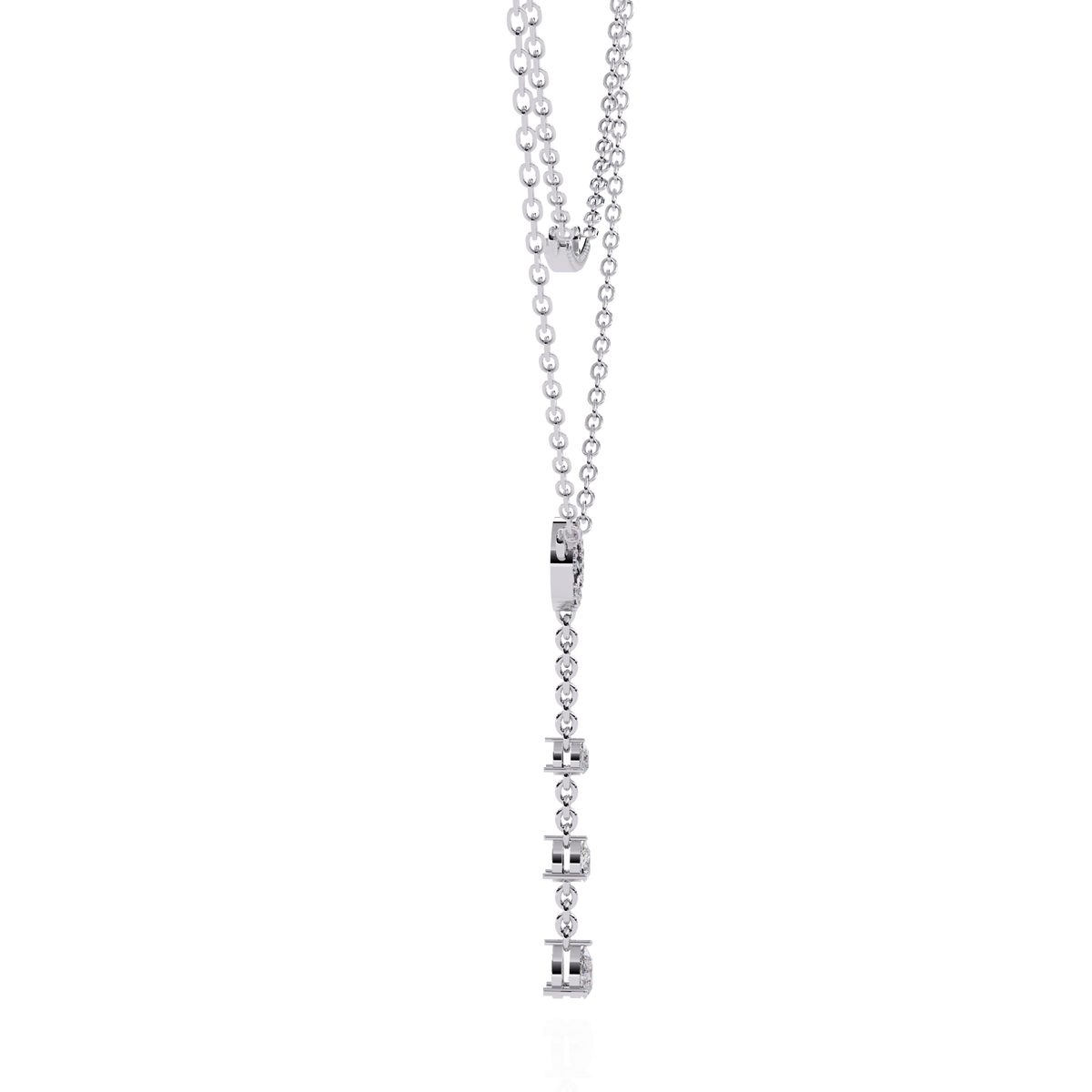 Double Layered Circle Drop Lab Grown Diamond Necklace - View 9