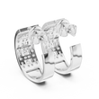 Round Lab Diamond Geometric Grid C Hoop Earrings with Micro Pavé Rows - View 12