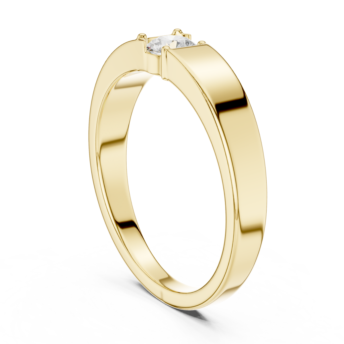 Round Cut Lab Grown Diamond Men's Modern Flush Set Engagement Ring - View 5