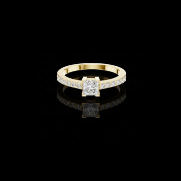 Princess Cut Moissanite Diamond Solitaire Pave Wedding Ring For Women
