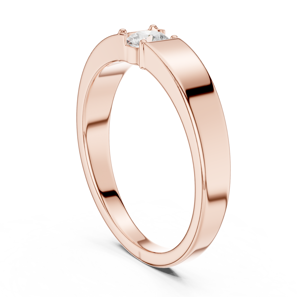 Round Cut Lab Grown Diamond Men's Modern Flush Set Engagement Ring - View 6