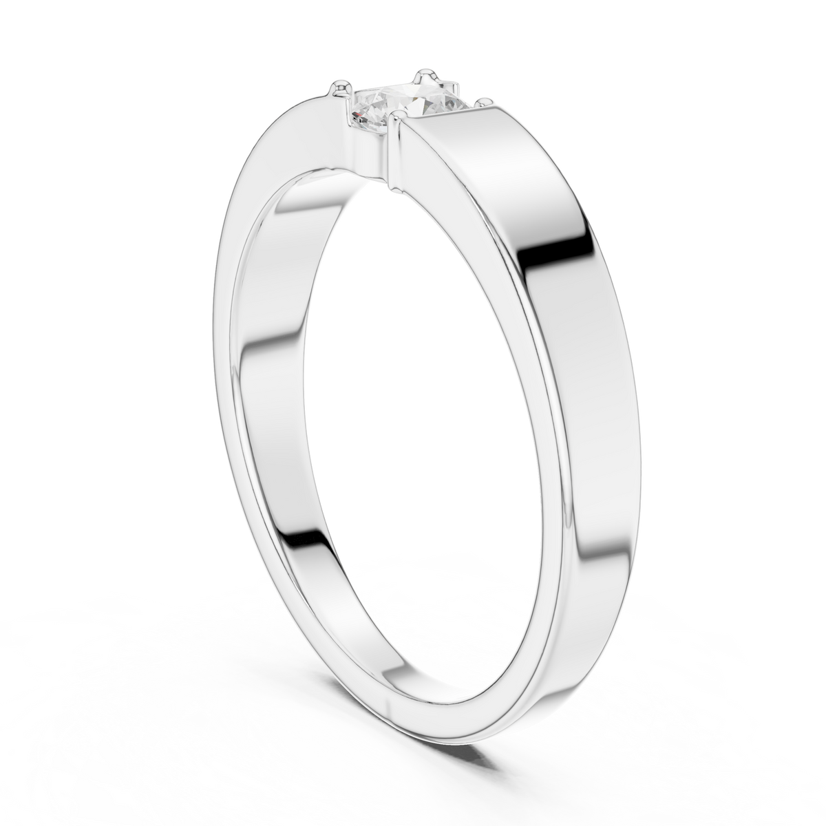 Round Cut Lab Grown Diamond Men's Modern Flush Set Engagement Ring - View 7