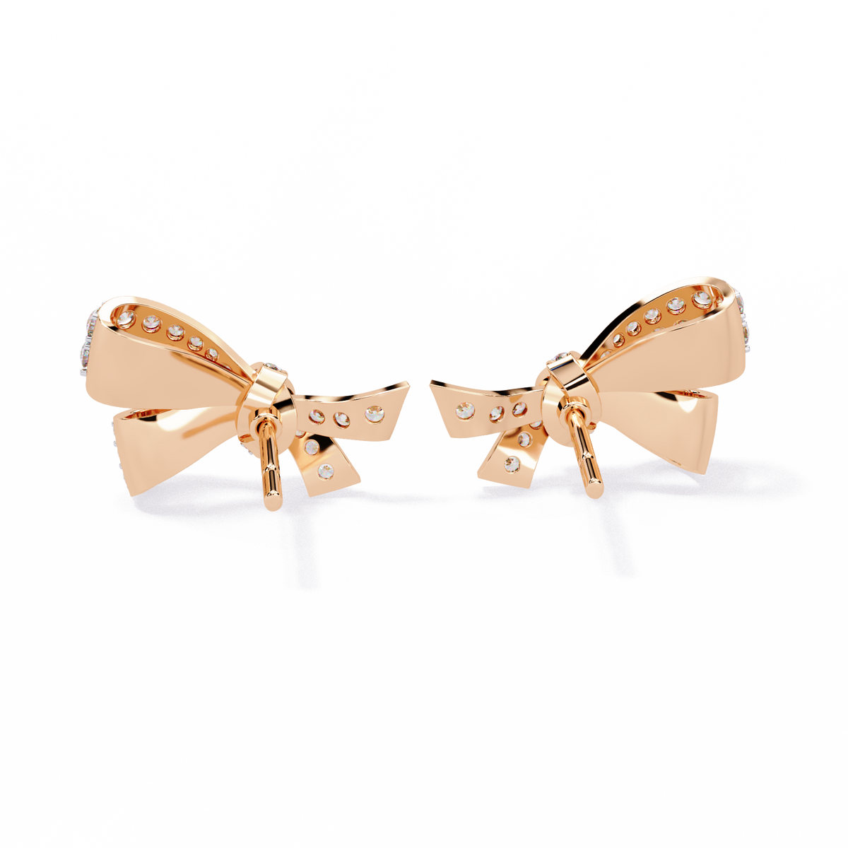 Exquisite Round Moissanite Radiant Ribbon Diamond Bow Stud with Sparkling Glamour Earring - View 8