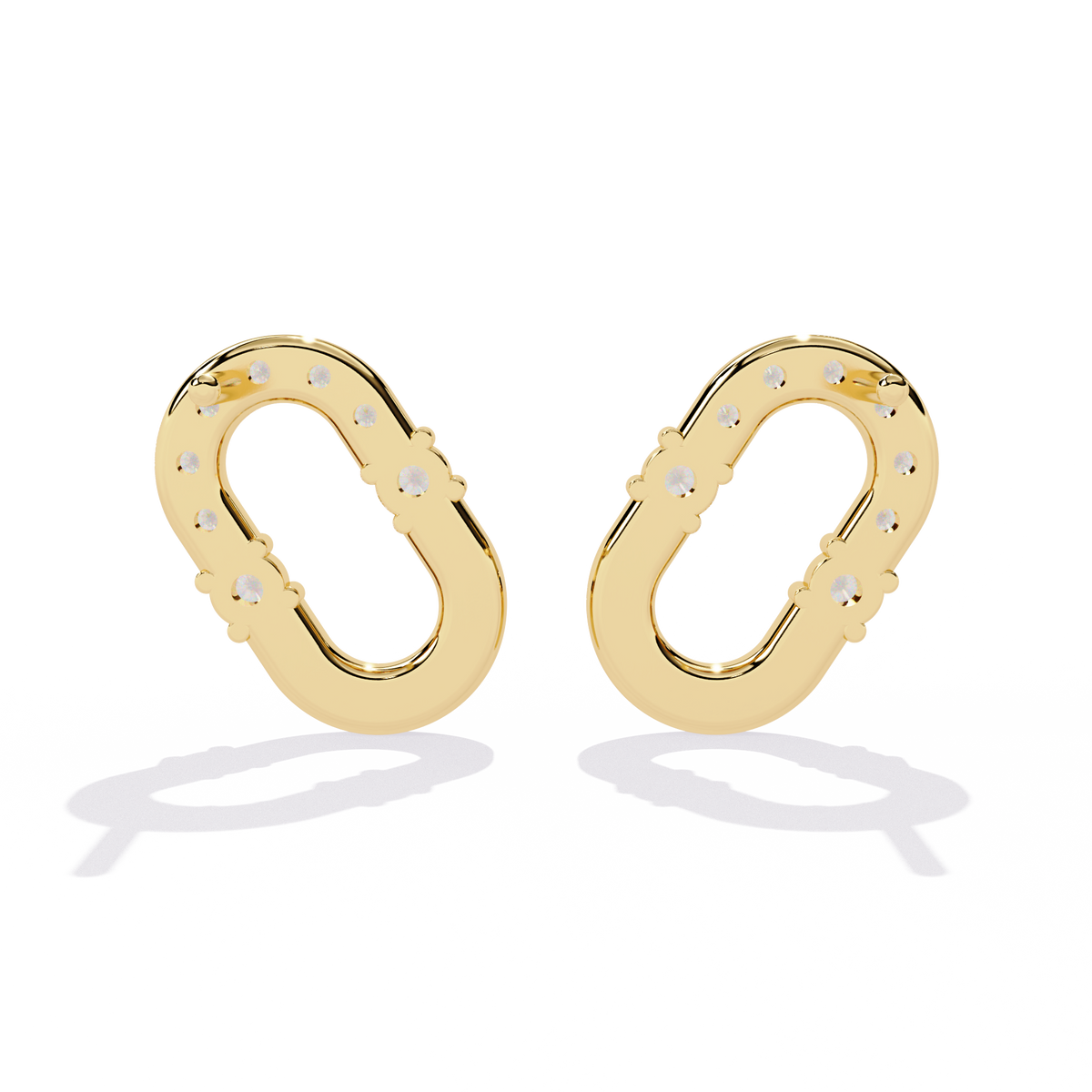 Contemporary Pave Round Moissanite Diamond U Shaped Link Earrings - View 8