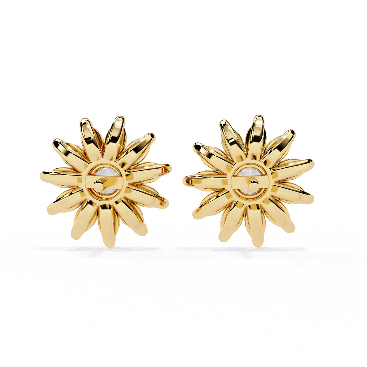 Floral Lab Diamond Marquise Cluster Stud Earrings with Round Center - View 9