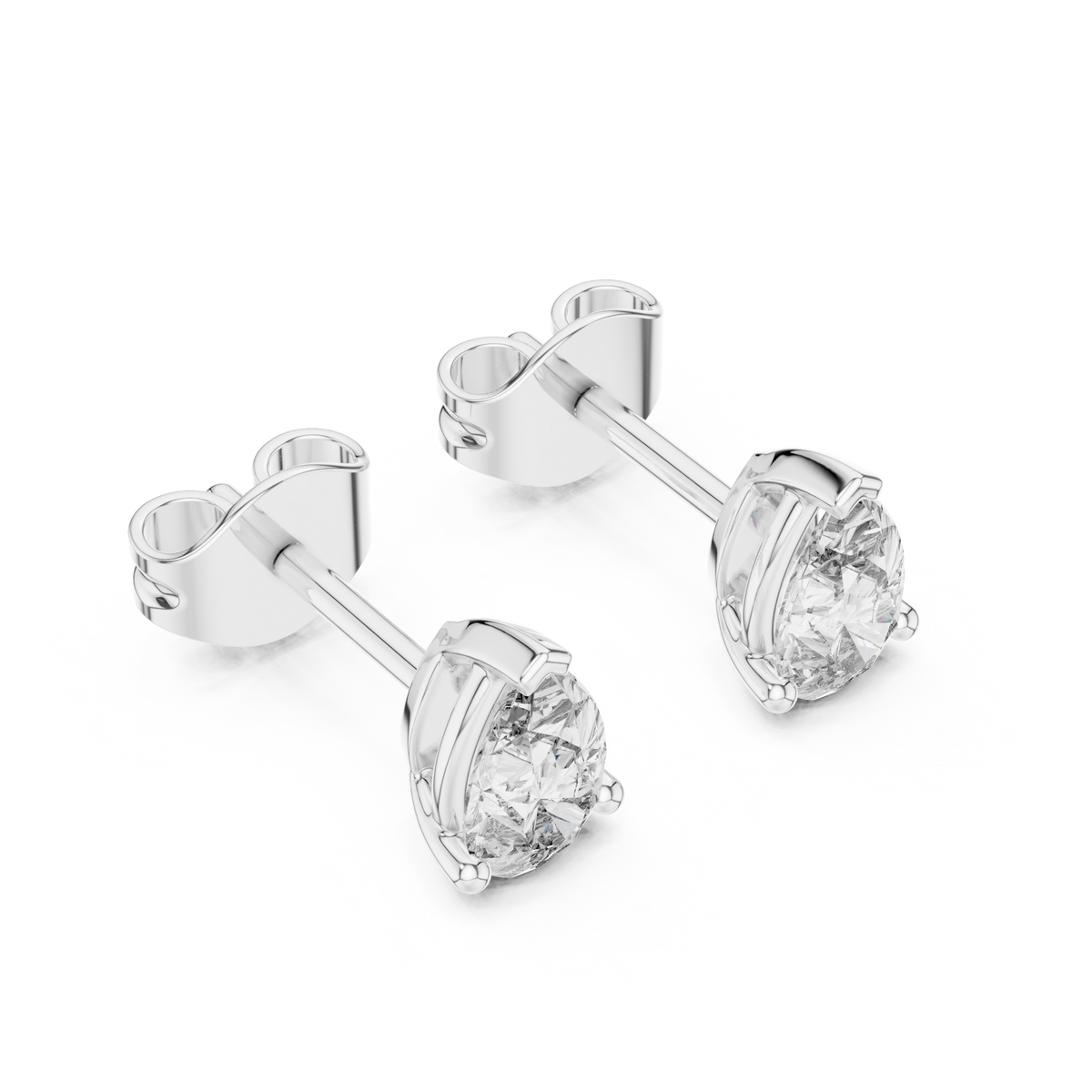 Pear Shaped Moissanite Diamond Stud Earrings with Classic Three Prong Setting - View 6