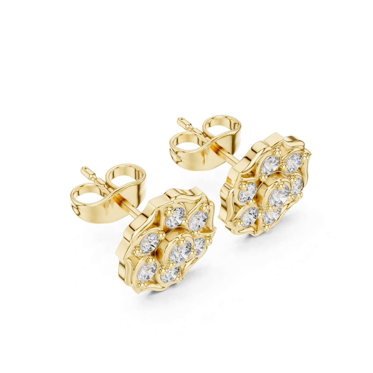 Infinity Twist Round Brilliant Cut Moissanite Diamond Stud Earrings Interlocking Loop - View 7