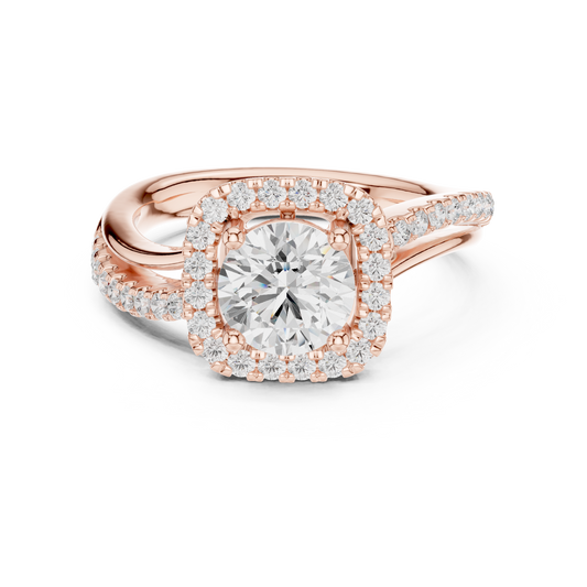 Round Halo Split Shank Lab Grown Diamond Ring - View 2