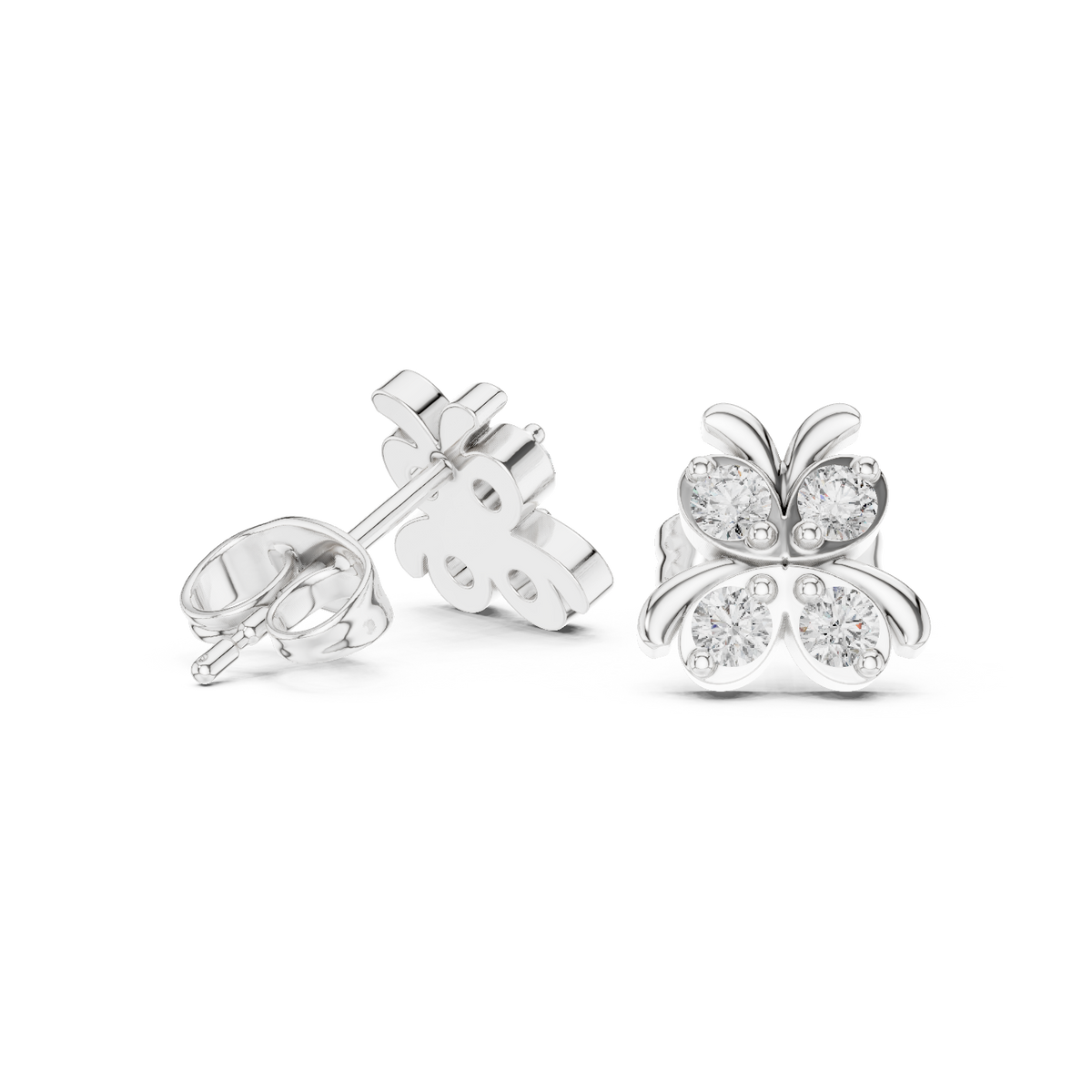 Artfully Sculpted Butterfly Design Featuring Brilliant Round Lab Diamond Earring - View 9