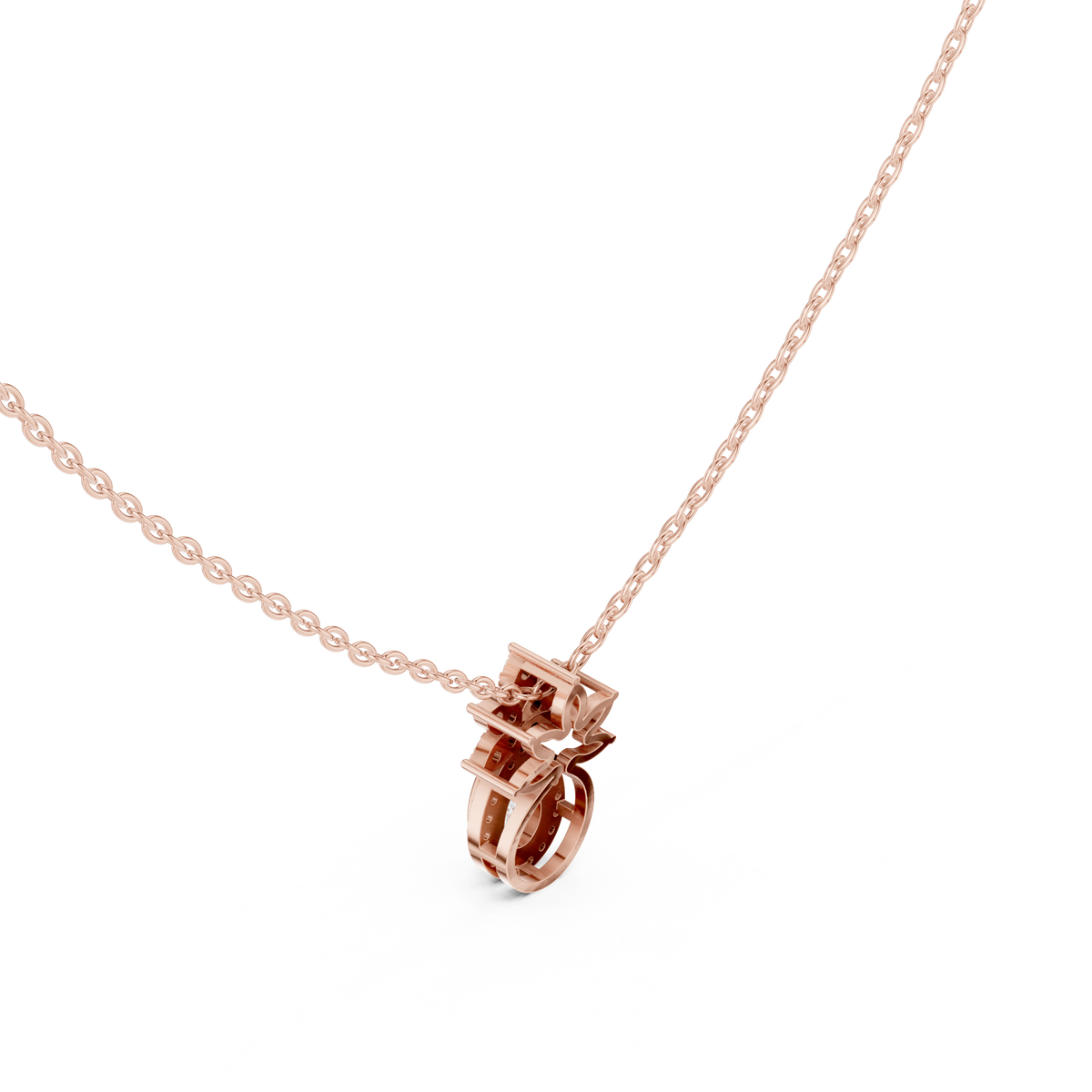 Lotus Motif Statement Charm Featuring Pear Lab Grown Diamond Pendant - View 8