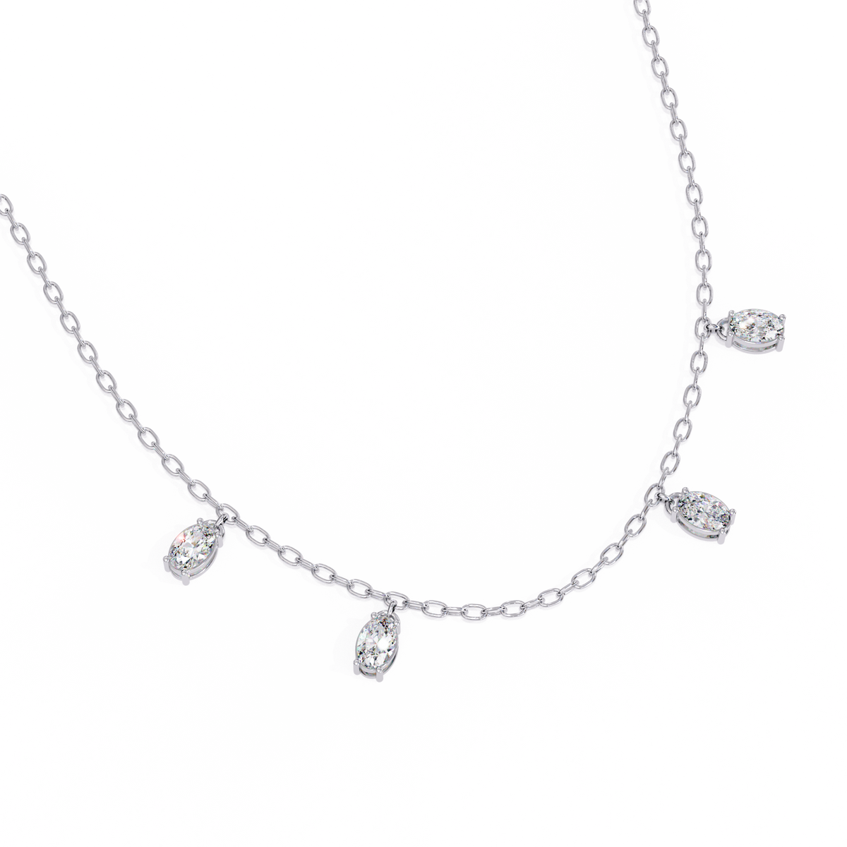 Oval Lab Grown Diamond Dangle Chain Necklace - View 4