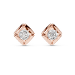 Geometric Pillow Kite Frame Round Moissanite Diamond Stud Earrings - View 2