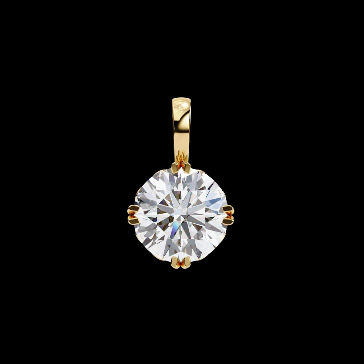 Round Moissanite Diamond Solitaire Double Prong Pendant