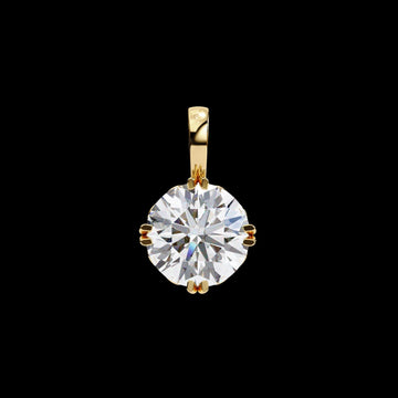 Round Moissanite Diamond Solitaire Double Prong Pendant