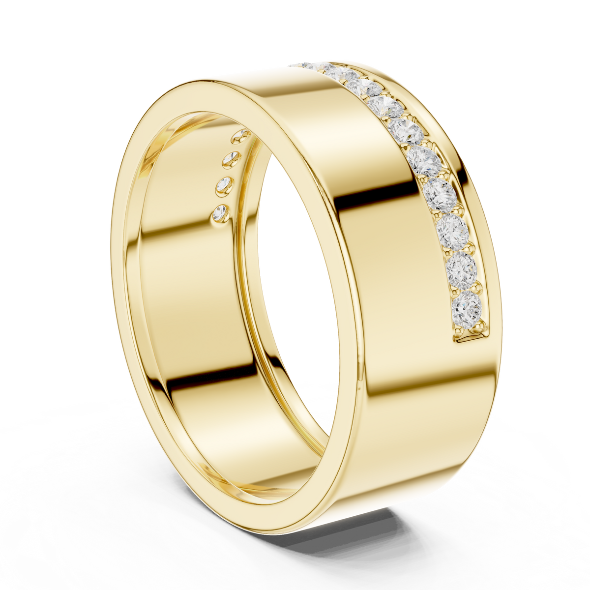 Round Cut Moissanite Diamond Men's Wide Channel Set Eternity Band - View 5