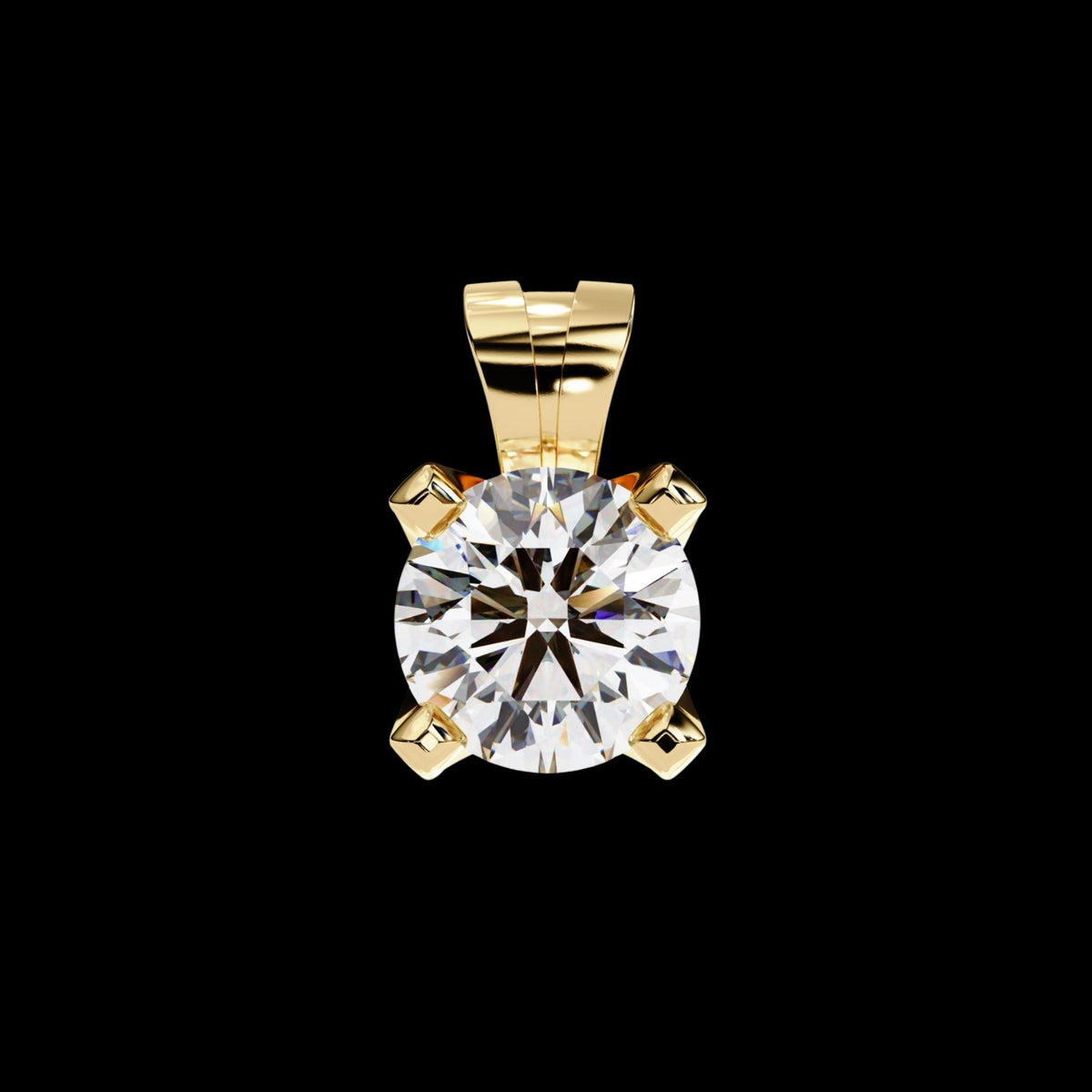 Round Moissanite Diamond Pendant with Heavy Four Prong Double Bail Setting