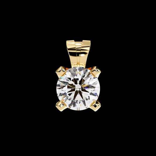 Round Moissanite Diamond Pendant with Heavy Four Prong Double Bail Setting