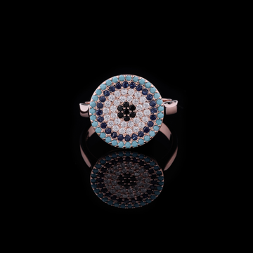 Evil Eye Lab Diamond Ring Turquoise & Sapphire Accents