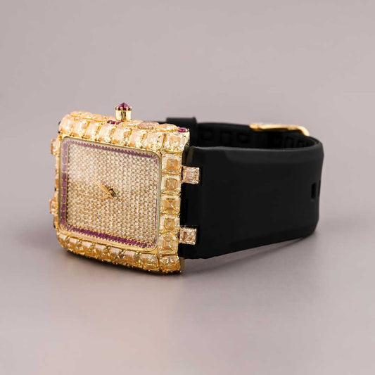 Men’s Luxury Watch – Half Iced Out Lab Grown Diamonds with Rubber Band By IVEVAR Luxury