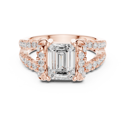 Emerald Cut Lab Diamond Men's Architectural Pave Frame Wedding Ring - View 2
