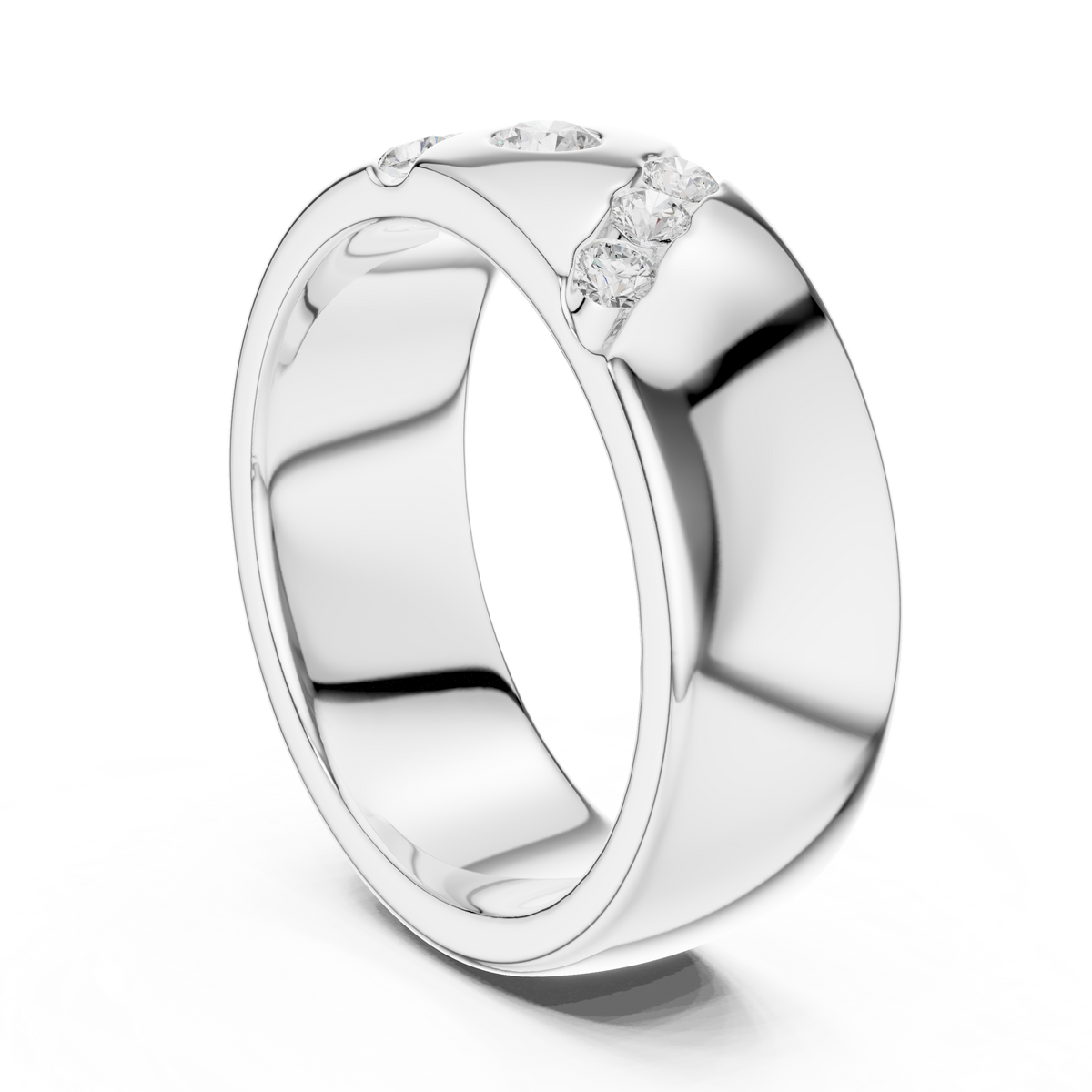 Round Cut Lab Grown Diamond Men's Swirl Channel Set Heavy Statement Ring - View 12