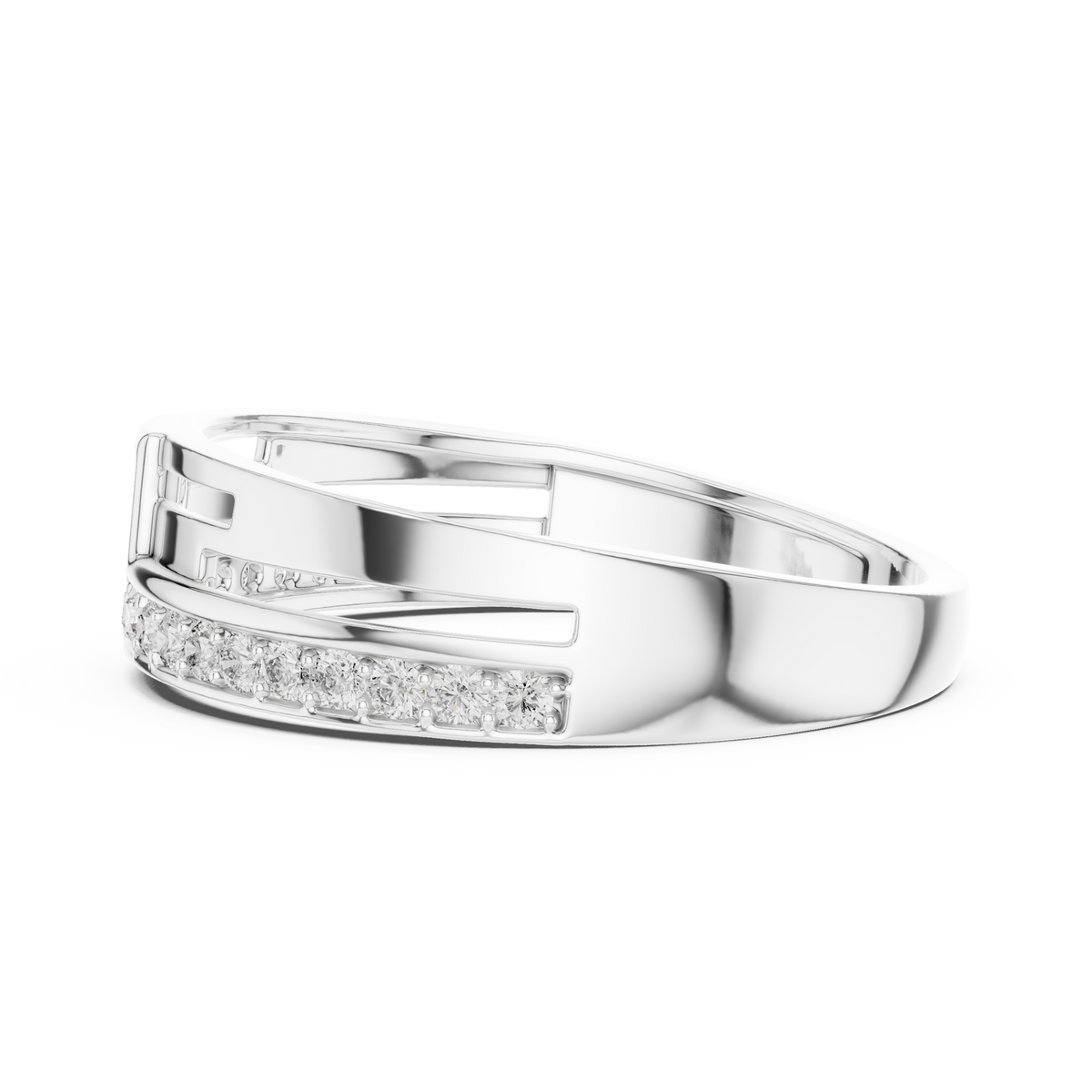Round Cut Lab Grown Diamond Men's Square Cluster Pave Border Gold Band - View 12