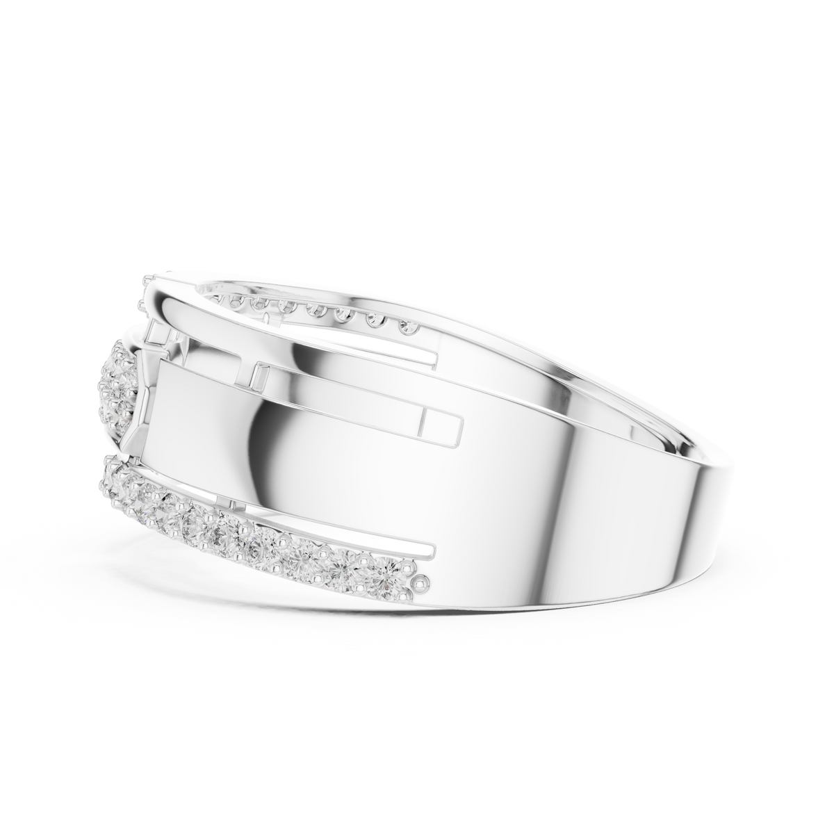 Round Cut Moissanite Diamond Men's Center Plate Pave Gold Statement Band - View 12