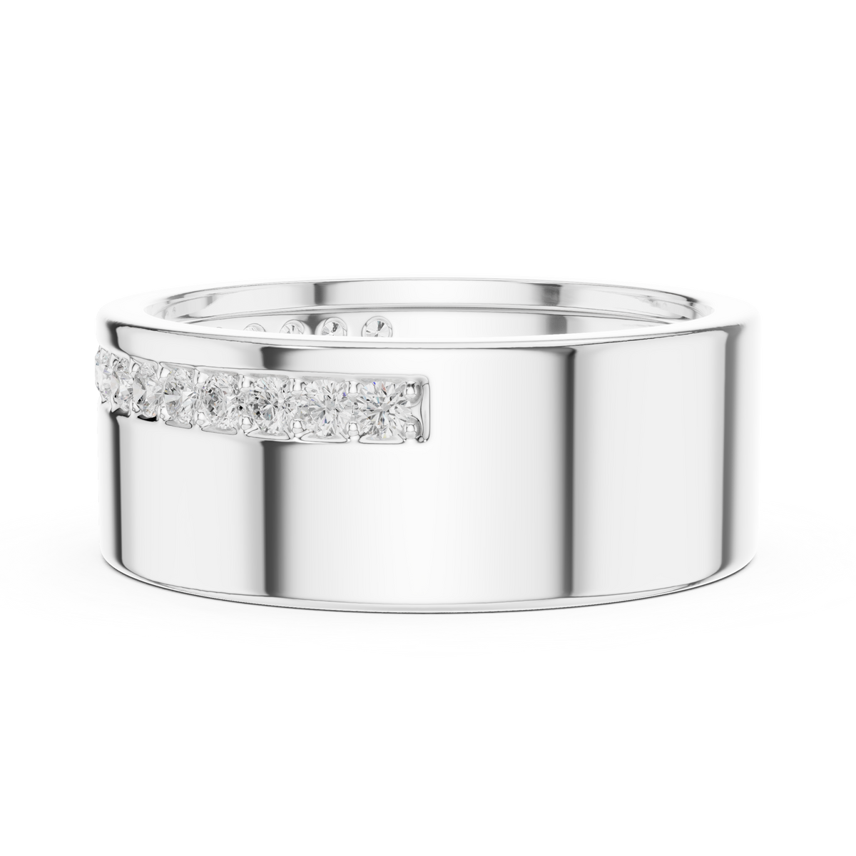 Round Cut Lab Grown Diamond Men's Wide Channel Set Eternity Band - View 10