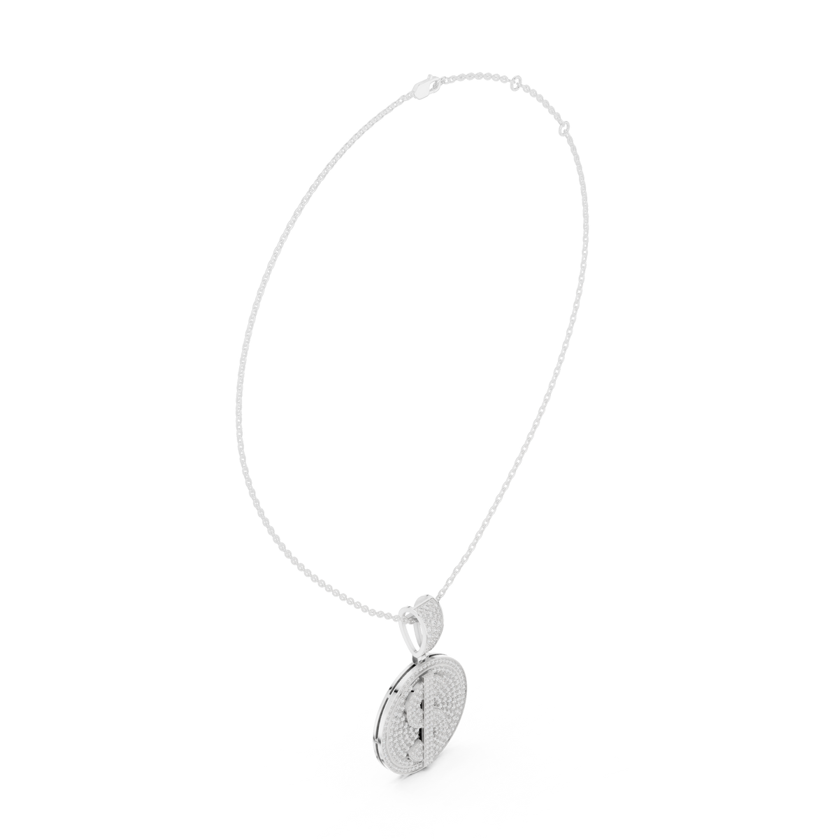 Men's Fully Iced Out Dollar Symbol Circle Charm Pendant with Moissanite Diamond - View 12