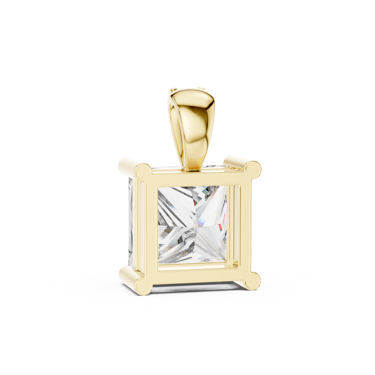 Princess Cut Moissanite Diamond Solitaire Pendant - View 5